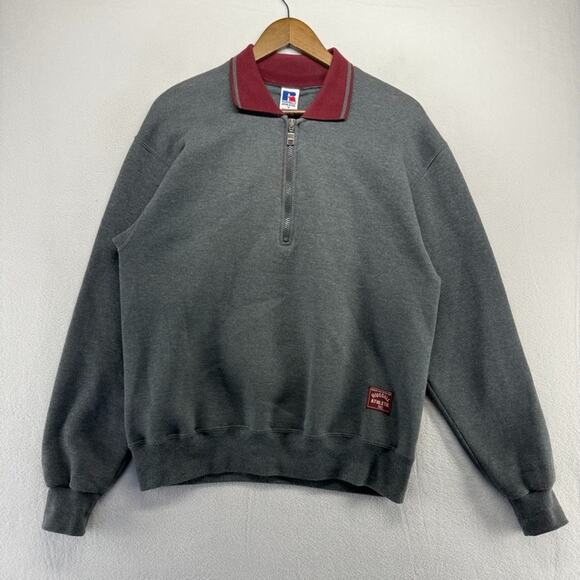 Vintage Russell Athletic Sweatshirt men's Medium Gary 1/2 Half Zip Pullover 90s - Picture 2 of 8